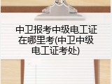 中卫报考中级电工证在哪里考(中卫中级电工证考处)