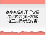衡水初级电工证实操考试内容(衡水初级电工实操考试内容)