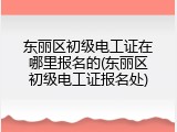 东丽区初级电工证在哪里报名的(东丽区初级电工证报名处)