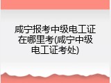咸宁报考中级电工证在哪里考(咸宁中级电工证考处)