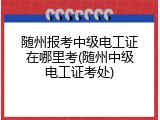 随州报考中级电工证在哪里考(随州中级电工证考处)