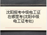 沈阳报考中级电工证在哪里考(沈阳中级电工证考处)