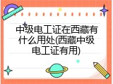 中级电工证在西藏有什么用处(西藏中级电工证有用)