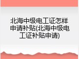 北海中级电工证怎样申请补贴(北海中级电工证补贴申请)