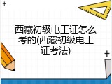 西藏初级电工证怎么考的(西藏初级电工证考法)