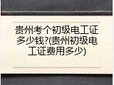 贵州考个初级电工证多少钱?(贵州初级电工证费用多少)