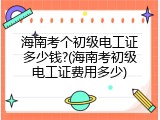 海南考个初级电工证多少钱?(海南考初级电工证费用多少)