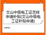 文山中级电工证怎样申请补贴(文山中级电工证补贴申请)