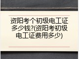 资阳考个初级电工证多少钱?(资阳考初级电工证费用多少)