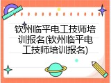 钦州临平电工技师培训报名(钦州临平电工技师培训报名)