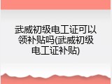 武威初级电工证可以领补贴吗(武威初级电工证补贴)
