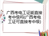 广西考电工证能直接考中级吗(广西考电工证可直接考中级)