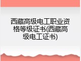 西藏高级电工职业资格等级证书(西藏高级电工证书)