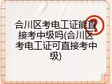 合川区考电工证能直接考中级吗(合川区考电工证可直接考中级)