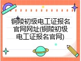 铜陵初级电工证报名官网网址(铜陵初级电工证报名官网)