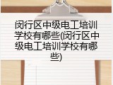 闵行区中级电工培训学校有哪些(闵行区中级电工培训学校有哪些)