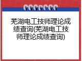 芜湖电工技师理论成绩查询(芜湖电工技师理论成绩查询)