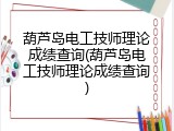 葫芦岛电工技师理论成绩查询(葫芦岛电工技师理论成绩查询)