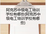 阿克苏中级电工培训学校有哪些(阿克苏中级电工培训学校有哪些)