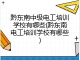 黔东南中级电工培训学校有哪些(黔东南电工培训学校有哪些)