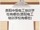 贵阳中级电工培训学校有哪些(贵阳电工培训学校有哪些)