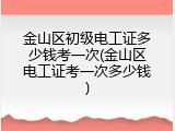 金山区初级电工证多少钱考一次(金山区电工证考一次多少钱)