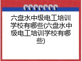 六盘水中级电工培训学校有哪些(六盘水中级电工培训学校有哪些)
