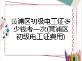 黄浦区初级电工证多少钱考一次(黄浦区初级电工证费用)