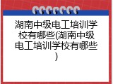 湖南中级电工培训学校有哪些(湖南中级电工培训学校有哪些)