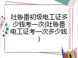 吐鲁番初级电工证多少钱考一次(吐鲁番电工证考一次多少钱)