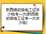 黔西南初级电工证多少钱考一次(黔西南初级电工证考一次多少钱)