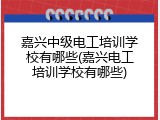嘉兴中级电工培训学校有哪些(嘉兴电工培训学校有哪些)