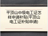 平顶山中级电工证怎样申请补贴(平顶山电工证补贴申请)