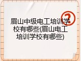 眉山中级电工培训学校有哪些(眉山电工培训学校有哪些)