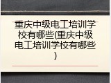 重庆中级电工培训学校有哪些(重庆中级电工培训学校有哪些)