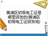 黄浦区初级电工证是哪里颁发的(黄浦区初级电工证颁发地)