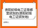 贵阳初级电工证是哪里颁发的(贵阳初级电工证颁发地)