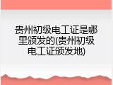 贵州初级电工证是哪里颁发的(贵州初级电工证颁发地)