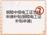 铜陵中级电工证怎样申请补贴(铜陵电工证补贴申请)