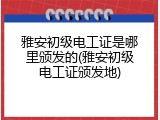 雅安初级电工证是哪里颁发的(雅安初级电工证颁发地)