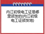 内江初级电工证是哪里颁发的(内江初级电工证颁发地)