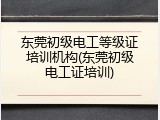 东莞初级电工等级证培训机构(东莞初级电工证培训)