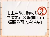电工中级职称可以入户浦东新区吗(电工中级职称可入户浦东)