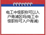 电工中级职称可以入户青浦区吗(电工中级职称可入户青浦)