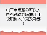 电工中级职称可以入户克孜勒苏吗(电工中级职称入户克孜勒苏)