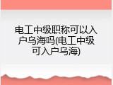 电工中级职称可以入户乌海吗(电工中级可入户乌海)