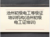 沧州初级电工等级证培训机构(沧州初级电工证培训)