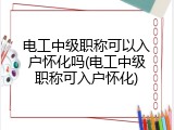 电工中级职称可以入户怀化吗(电工中级职称可入户怀化)