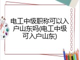 电工中级职称可以入户山东吗(电工中级可入户山东)