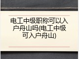 电工中级职称可以入户舟山吗(电工中级可入户舟山)